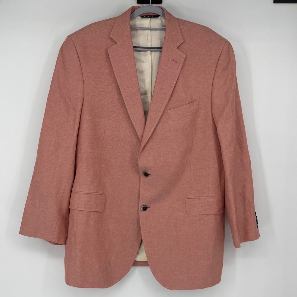 Jack Victor Exclusive Collection Pink Linen Silk Blazer Sport Coat Mens 43R